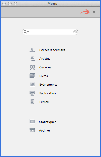 menu principal
