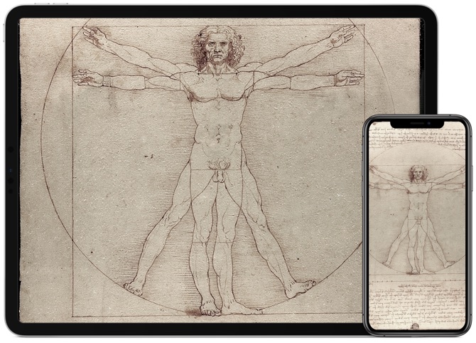 iPad, iPhone avec l'homme de VItruve de Léonard de Vinci